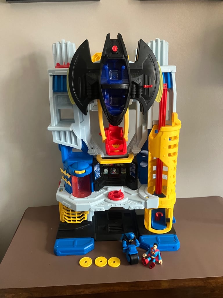 Batman play set-Imaginext DC Super Friends Batman Playset Ultimate Headquarters 2-Ft Tall with Light