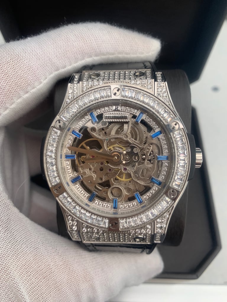 Iced Silver Skeleton Watch | Crystal-Set Luxury Edition