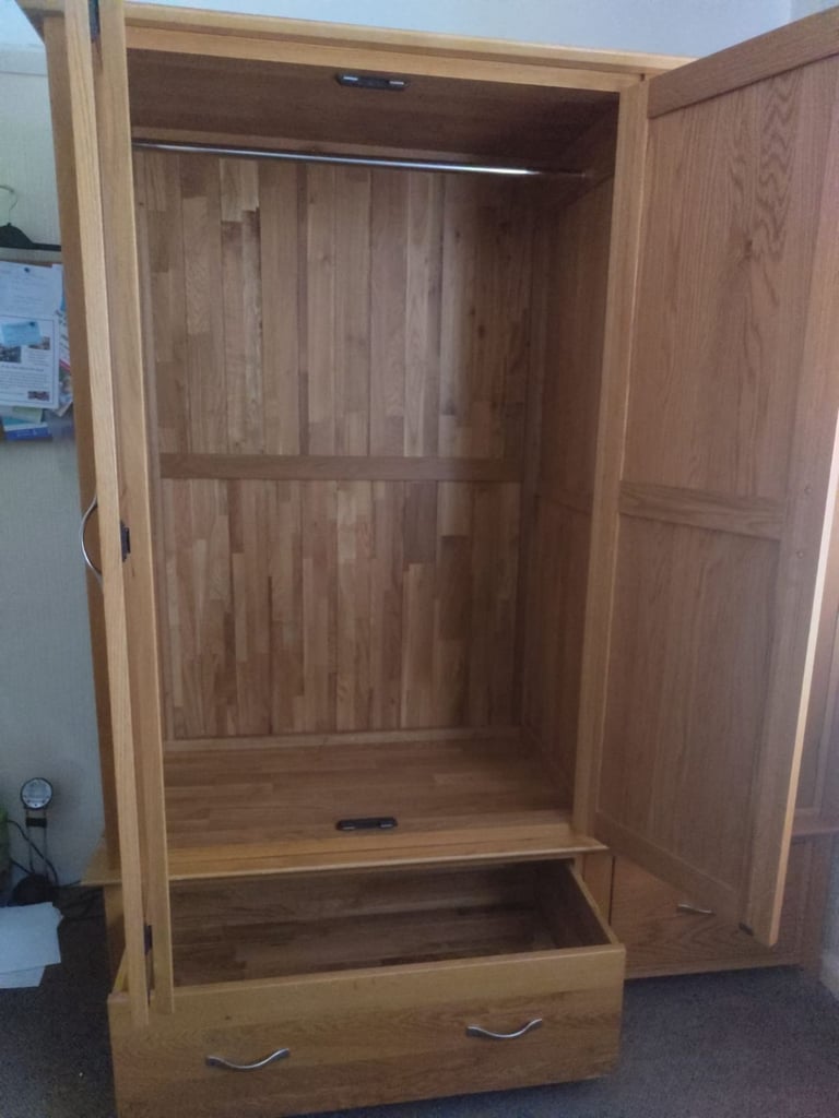 Solid oak large triple wardrobe