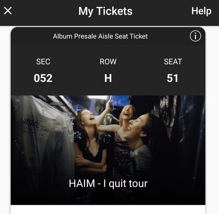 2 tickets Haim, Glasgow, 31/10/25
