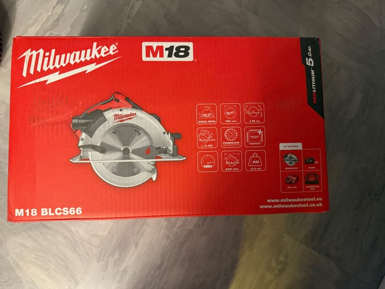 image for MILWAUKEE M18 BLCS66-401B 190MM 18V 1 X 4.0AH LI-ION REDLITHIUM BRUSHLESS CORDLESS CIRCULAR SAW