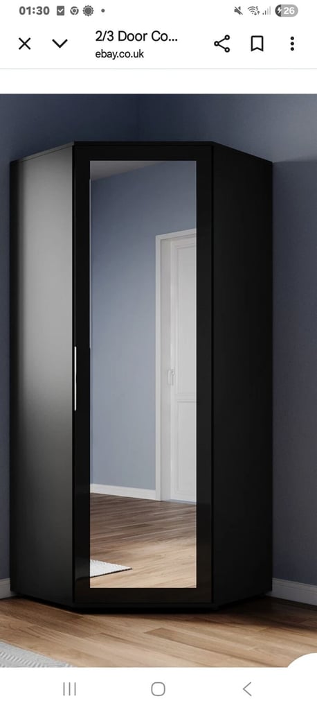 Black corner mirrored wardrobe