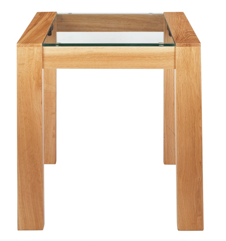 Square Solid Wood & Glass End Table