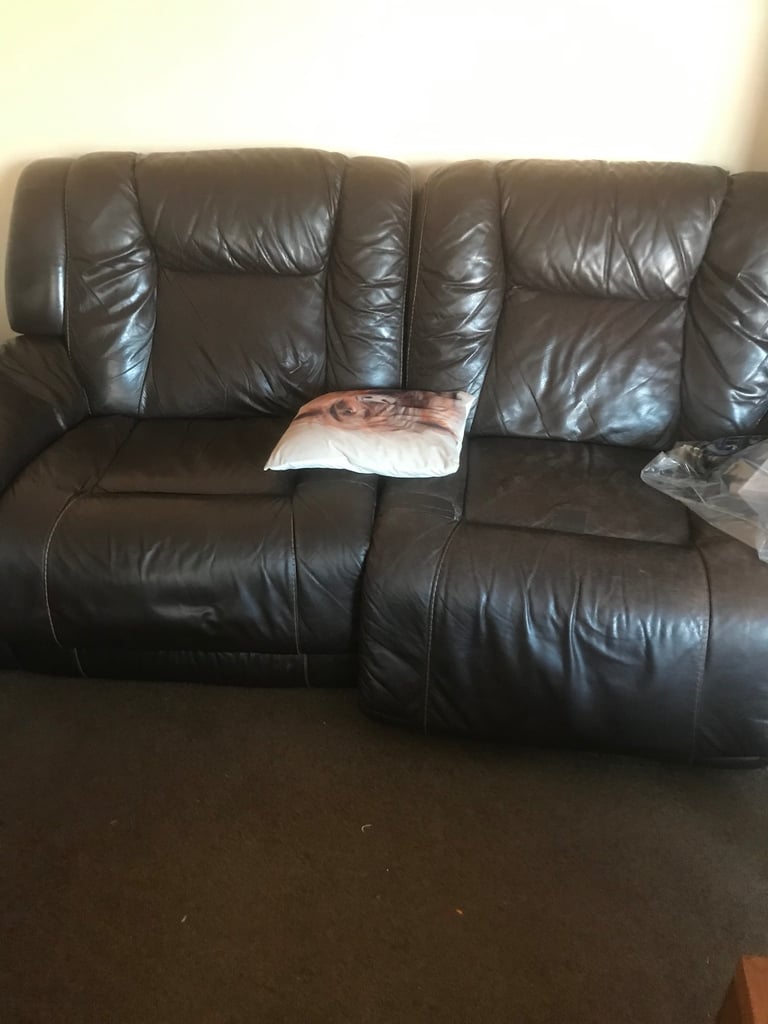 Leather recliner sofa and chair