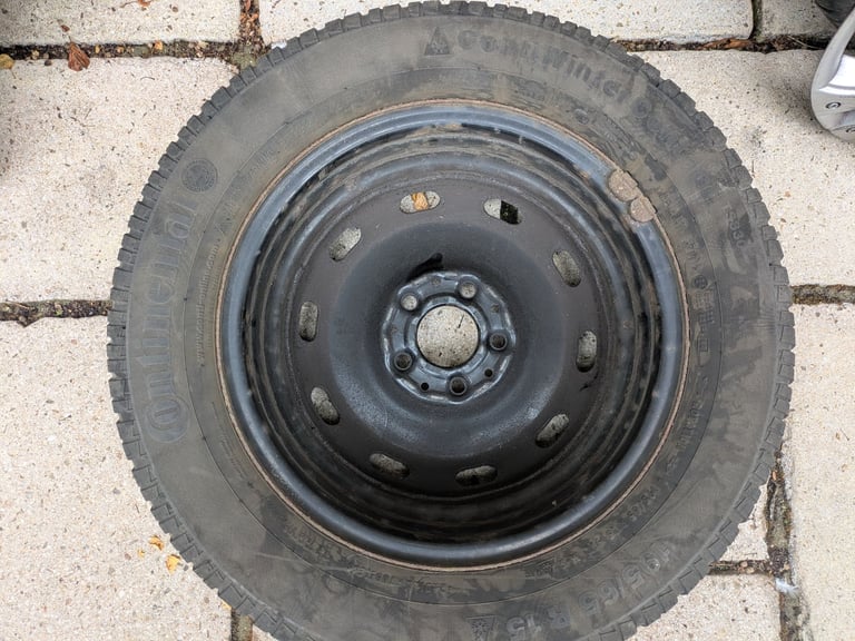 Winter Tyres 15 inch on Steel Rims with Hub Caps