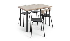 Zayn Wood Effect Dining Table & 4 Black Chairs U21