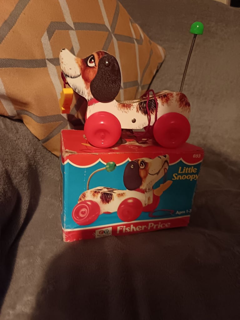 image for Vintage Fisher price pull along dog original NEW Old stock