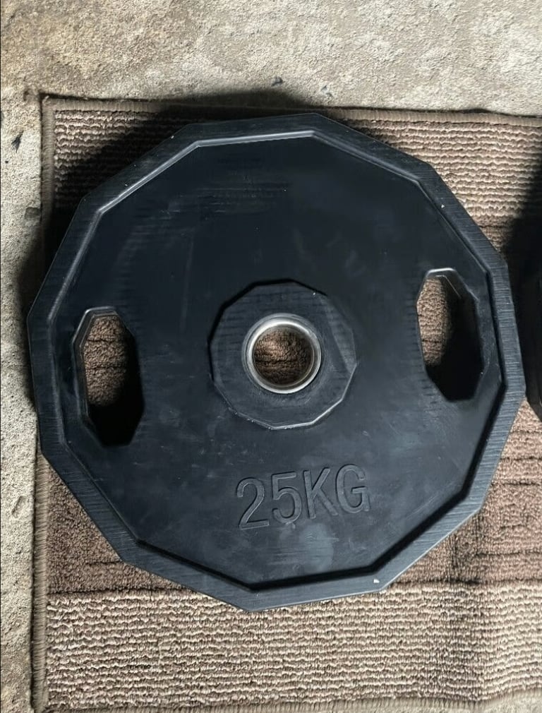 weight plates 25kg x 2 (squat rack, bench set, dumbbells, barbell available)
