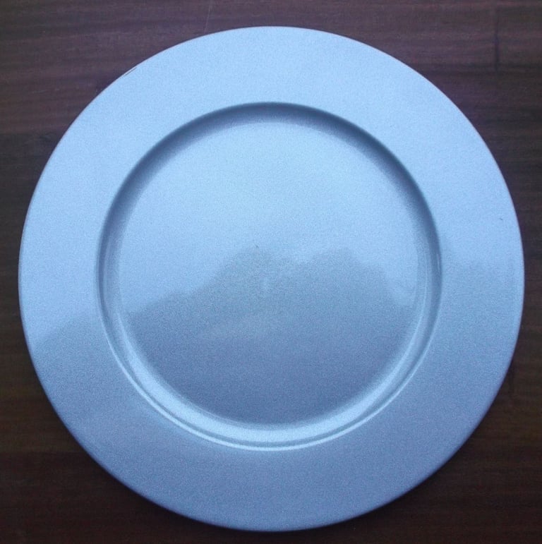image for  12 Large Melamine Silver Charger Plates NEW.