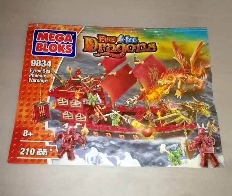 Mega Bloks Fire & Ice Dragons 9834 Fyren Sea Phoenix Warship Please Read