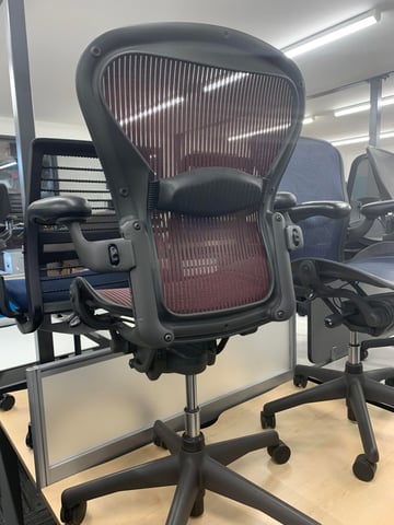 Red Graphite Blue Herman Miller Aeron Office Chairs in