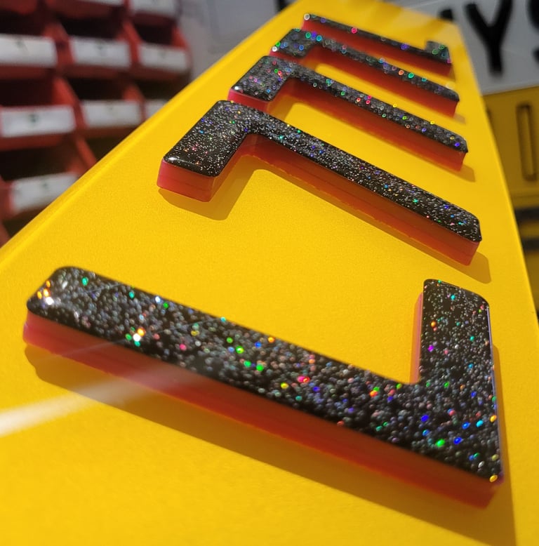 6mm Pink 4D with Glitter Gel Car Number Plates 