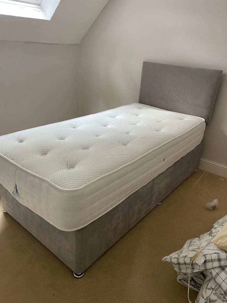 Pair of Matching single 3 foot, beds. Grey with storage drawers 