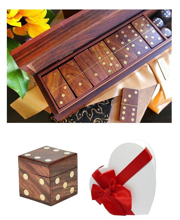 image for Domino oracle divination board + dice domino wood gift