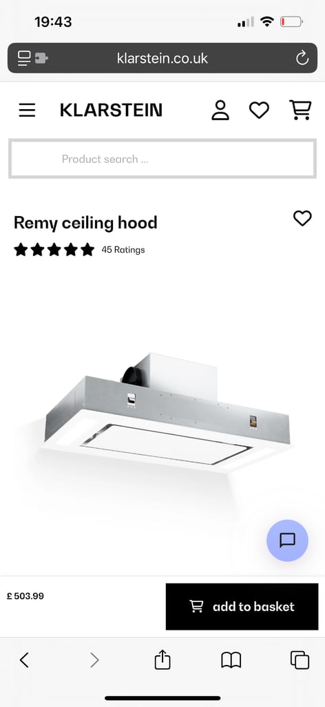 White Klarstein Remy Extractor Fan Brand New