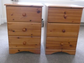 Two 3 Drawer Pine Bedside cabinets