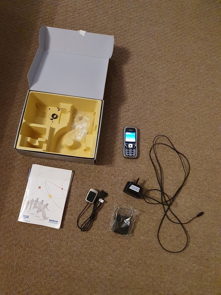 image for Nokia 5500 Sport with box, charger manual and accessories shown - retro vintage