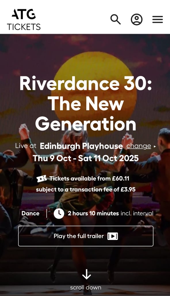 RIVERDANCE - Friday 10th October - Edinburgh