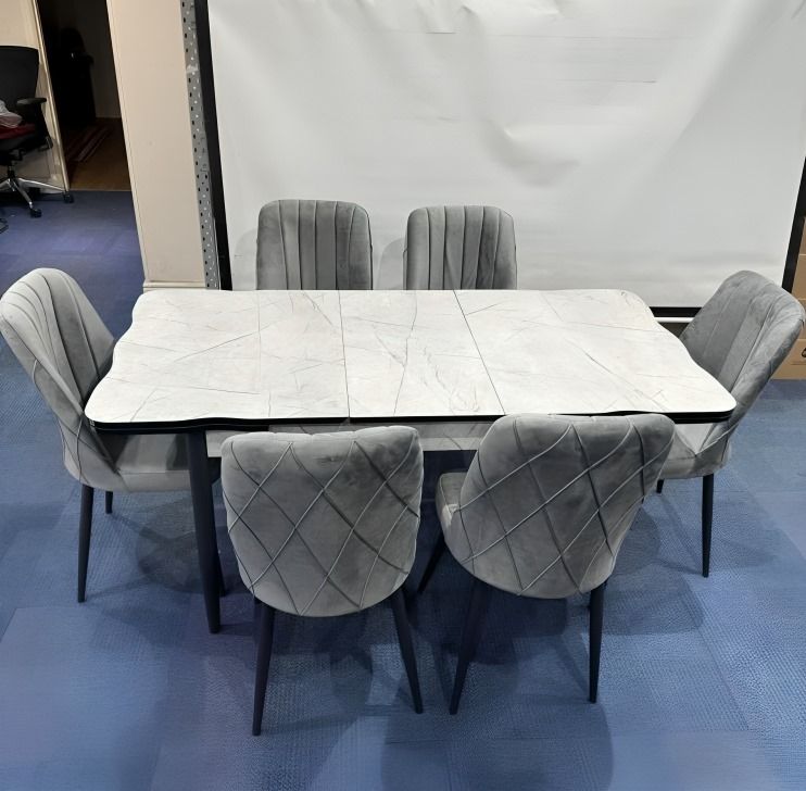 image for Brand New Wooden Extendable Dining Table With 6x Chairs | Free Home Delivery