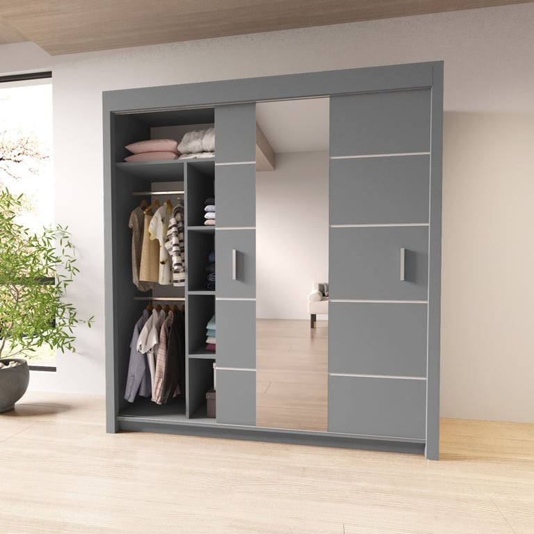 Bedroom Sliding Door Wardrobe – Modern + Mirrored