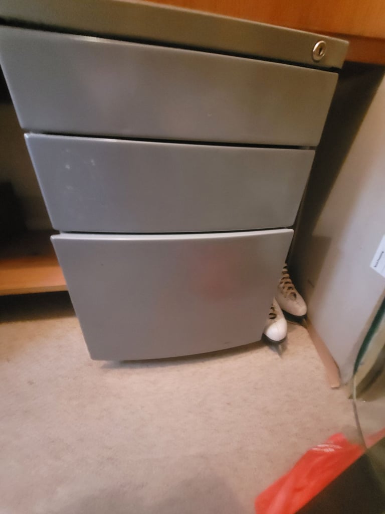 Computer desk - filing cabinet - bin and rack