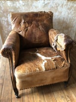 Shabby Chic Leather Antique Victorian Armchair Club Chair
