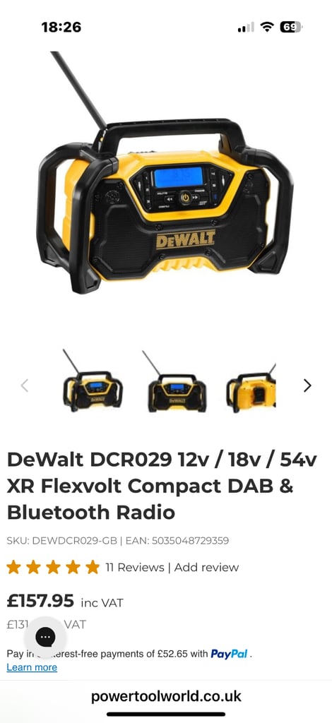 Dewalt Bluetooth radio battery and charger