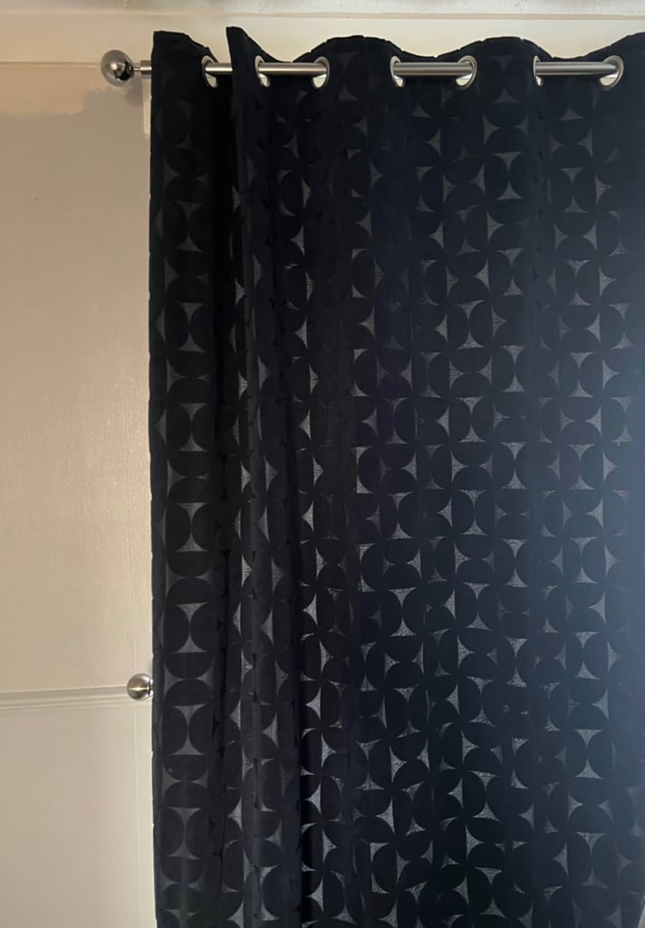 Dunelm Elements Sten Geometric Velour Navy Eyelet Curtains 66x90 and 4 cushions