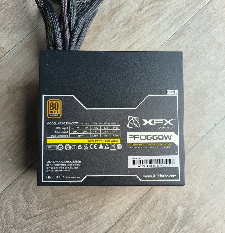image for XFX Pro 550W Core Edition 80 Plus Bronze Atx Psu Power Supply Fully Wired Edition 