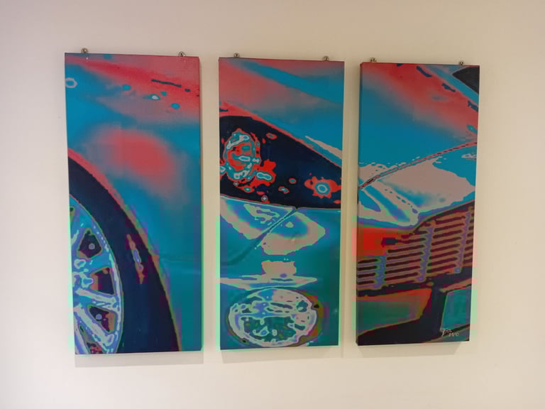 image for Large - ASTON MARTIN - Wall Art - Canvas Panels- Art Work Original - Unique ( Car / Automotive )