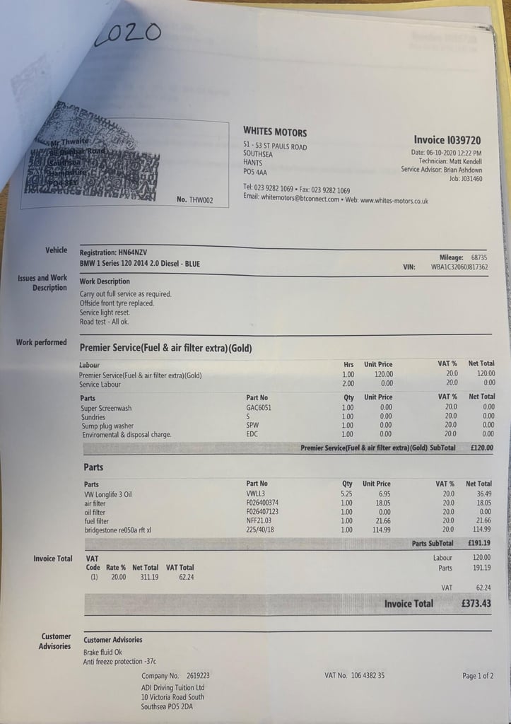 2014 BMW 1 Series 2.0 120d M Sport Auto Euro 5 (s/s) 5dr HATCHBACK Diesel Automatic