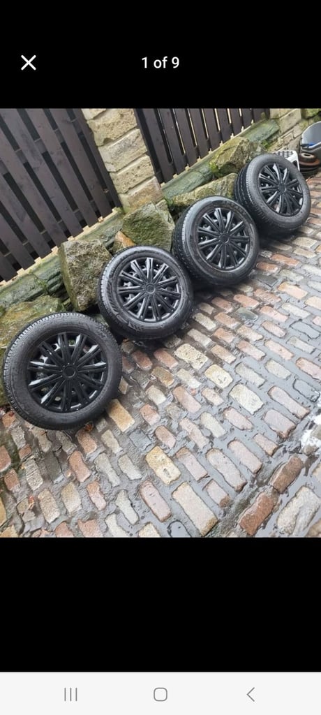 4x Vw T6 transporter van black wheels with black trims 205 65 16c