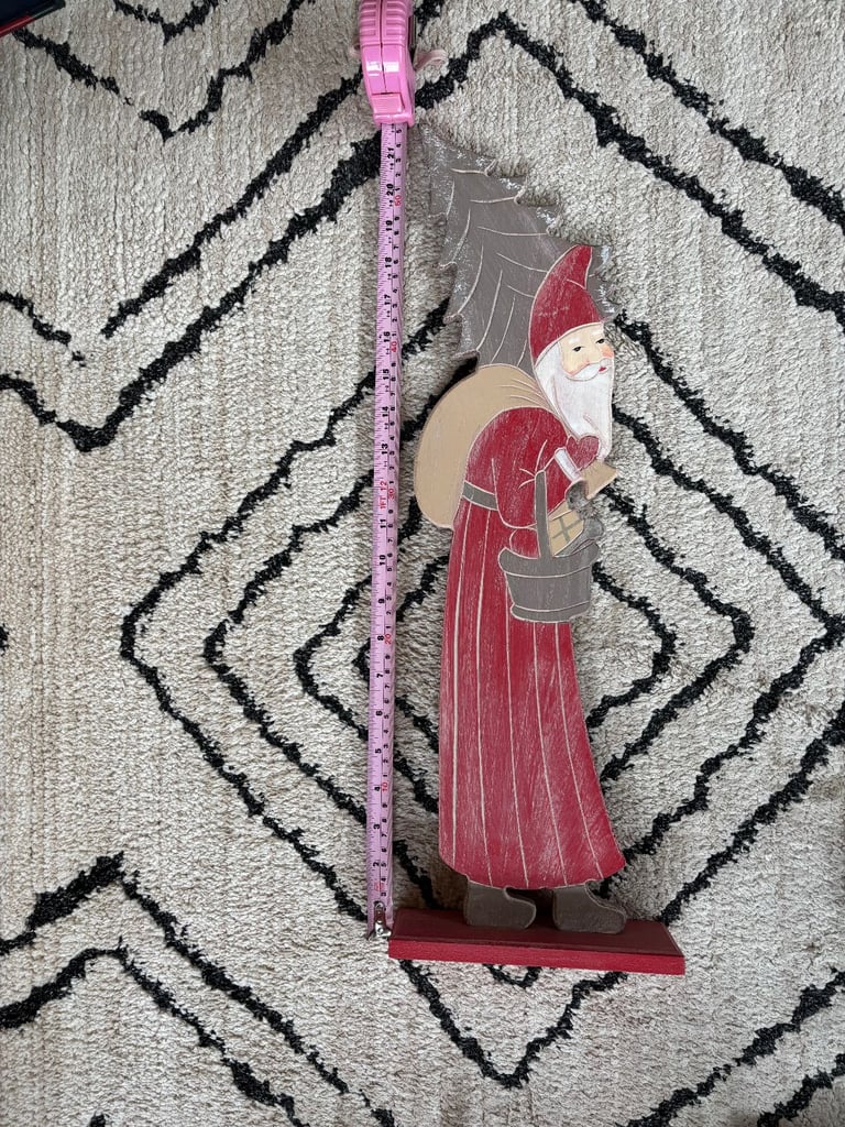 Lovely Tall Wooden Santa Father Christmas Carrying Bag & Christmas Tree