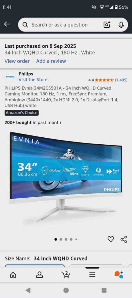 image for Phillips 34inch gaming monitor 