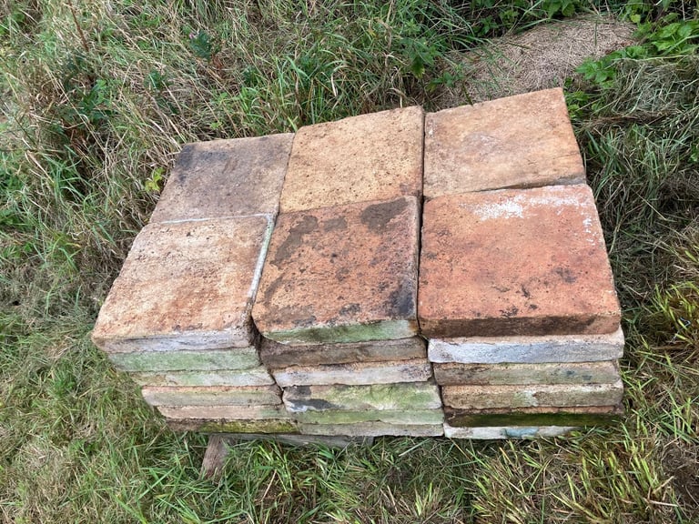 Victorian clay large  buff coloured floor tiles for conservatory/ greenhouse for sale. Reclaimed