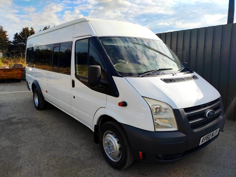 92,000 MILES FORD TRANSIT 17 SEAT MINIBUS 2011 60 REG XLWB LONG MOT FSH DRIVES PERFECT NO VAT