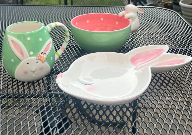 image for Bunny mug, cereal bowl and bunny side plate