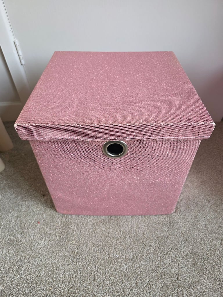 image for Pink glitter storage box with lid