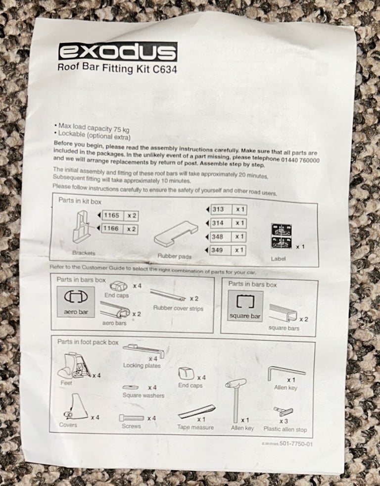 Exodus Roof Rack Kit - C634