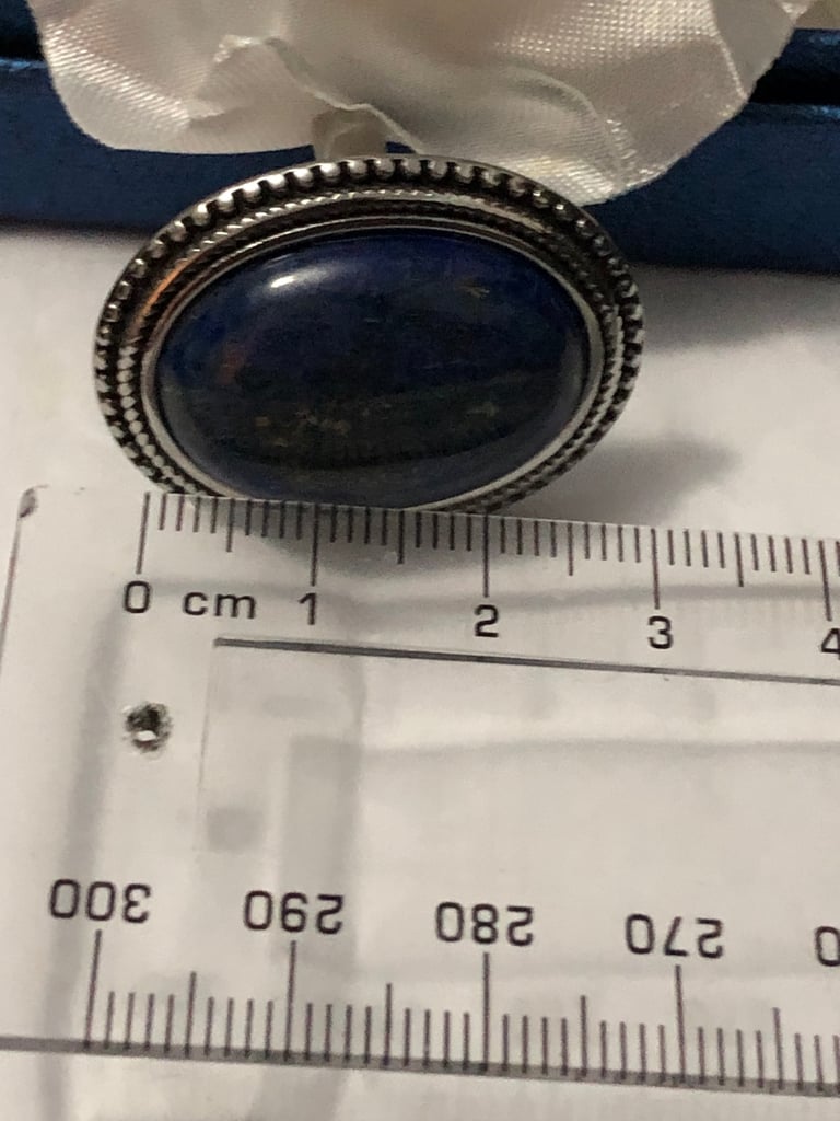 SET OF 2 Lapis Lazuli Oval Cut Lapis Lazuli Oval Shape Ring 50.00 Ct Size N NEW 