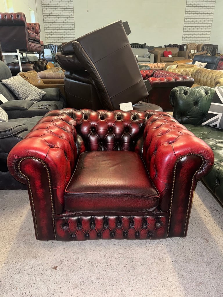 Chesterfield oxblood real leather club chair