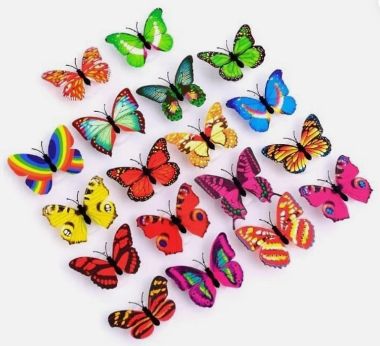 5 LED BUTTERFLY NIGHT LIGHTS CREATIVE COLOURFUL GLOWING WALL LIGHT STICKABLE PAD