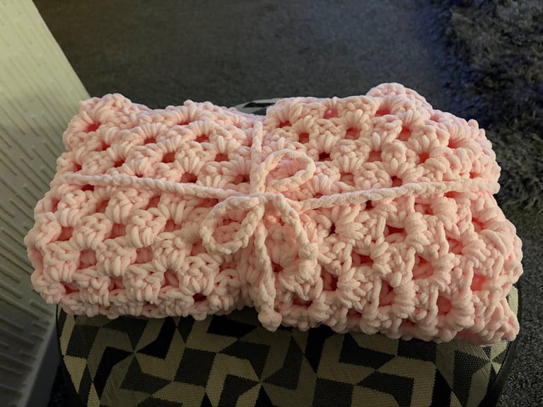Hand crochet baby blanket 