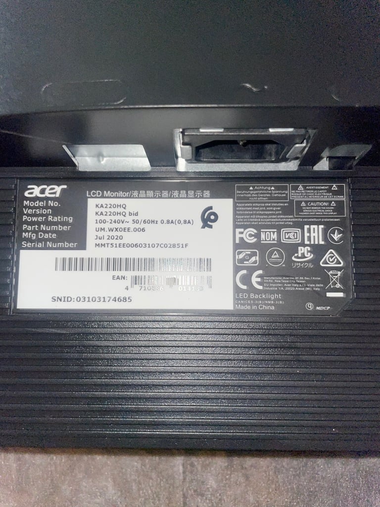 Acer 21.5” monitor