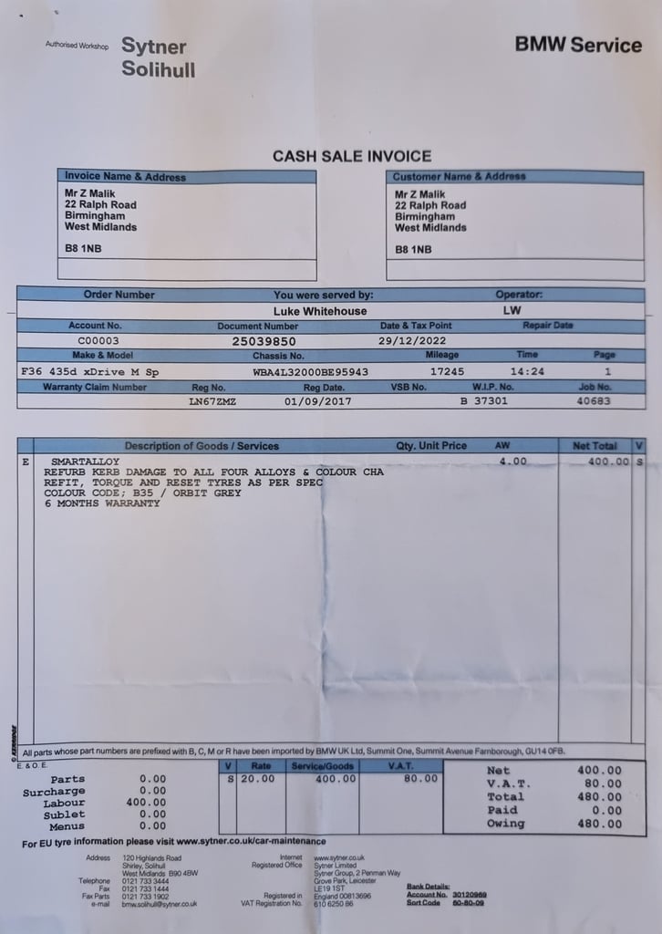Genuine BMW M Performance 405m’s Alloy Wheels Set 20’ + Part Worn Orbit Grey - Refurbished
