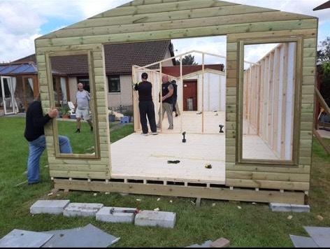 Sectional Wooden Lodge 12m x 3.6m (39ft x 12ft). Dismantled. Delivery available.