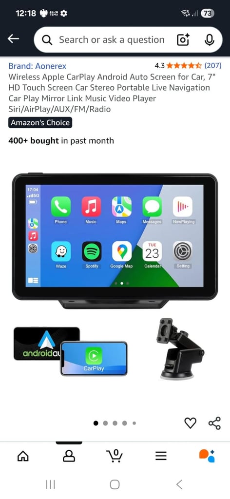 image for Wireless touch sreen carplay screen 