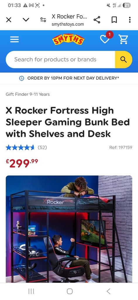 X rocker gaming bed