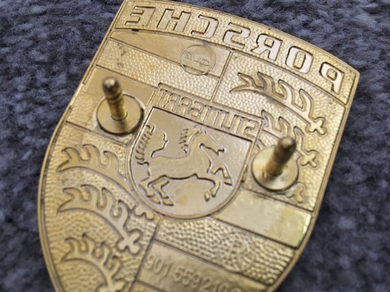 Porsche Gold Lid Emblem Bonnet Badge
