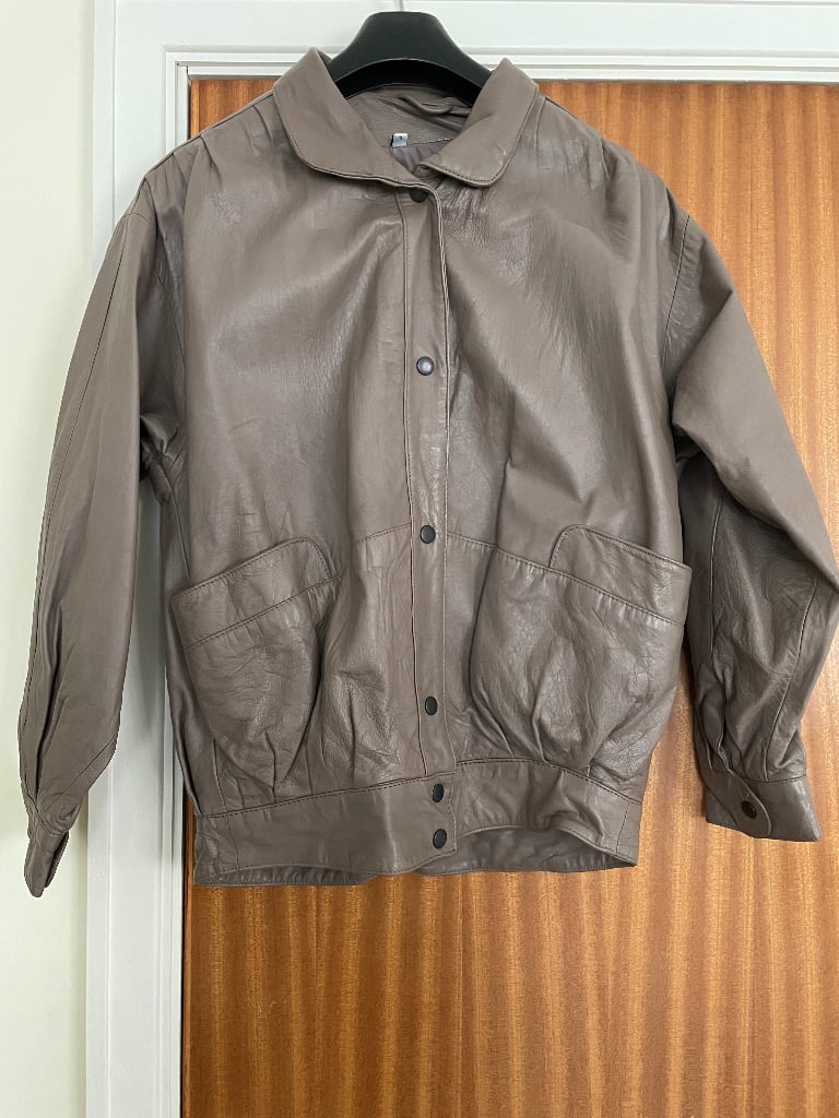 image for Ladies Vintage Taupe Coloured Leather Jacket